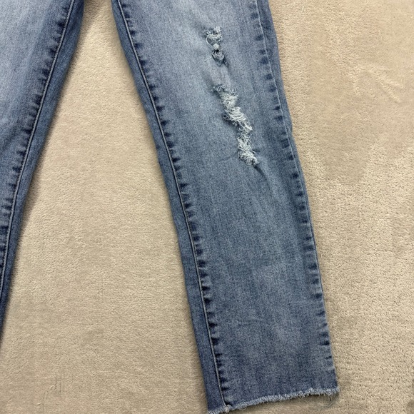 VERVE Los Angeles Jeans Women's 27 Raw Hem Straight Ankle Distressed Blue Denim - Picture 2 of 15